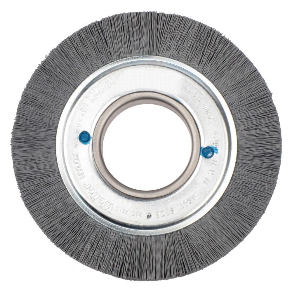 Wheel Brush: 6" Wheel Dia, 1" Face Width, 0.0220" Wire Dia, Crimped