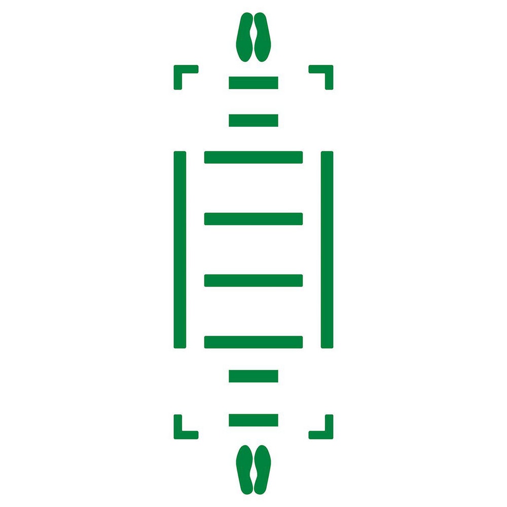 Adhesive Backed Floor Signs; Message Type: Traffic Control; Message/Graphic: Graphic Only; Message or Graphic: Graphic Only; Legend: Footprint Graphic; Material: Vinyl; Legend Color: Green; Color: Green; Shape: Rectangle