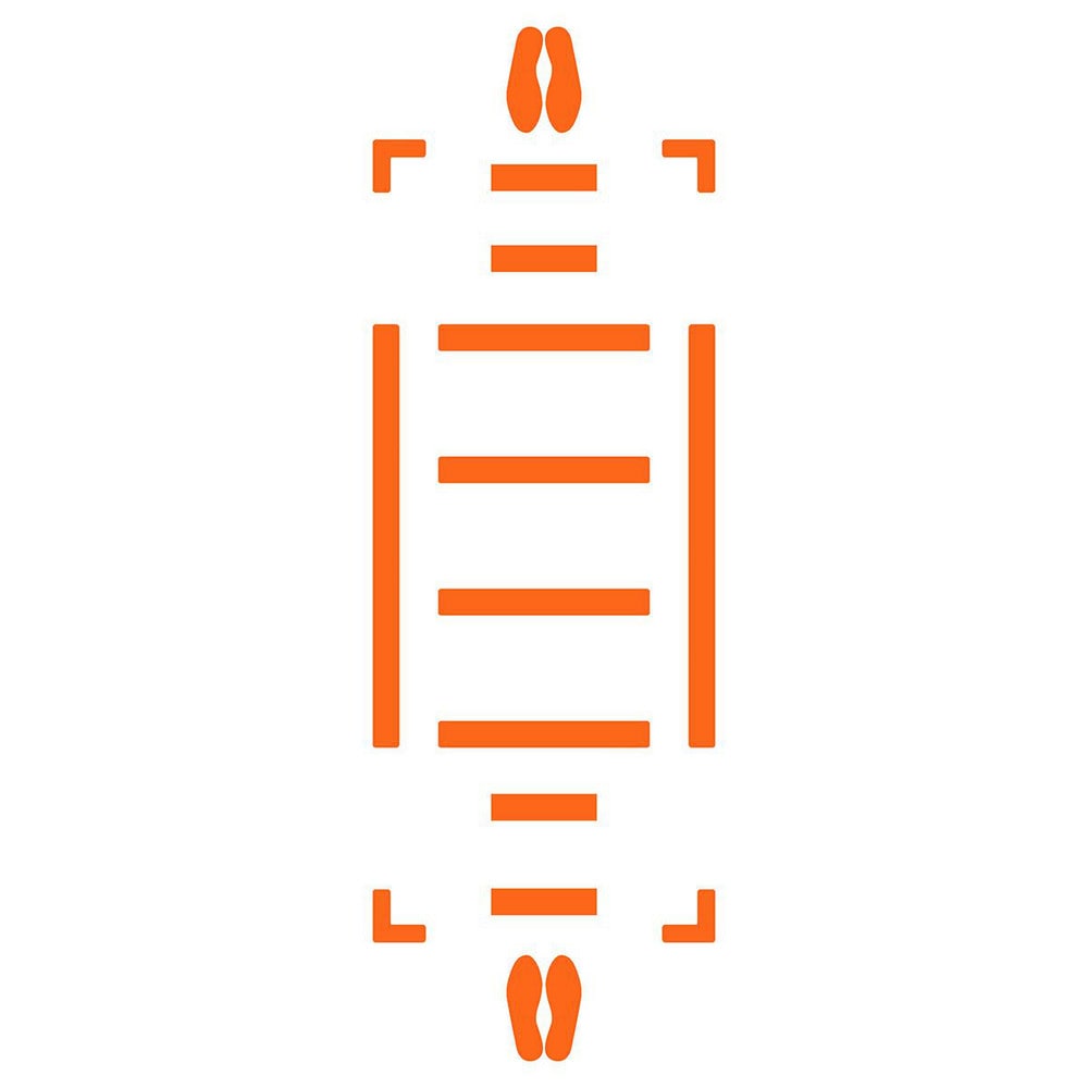 Adhesive Backed Floor Signs; Message Type: Traffic Control; Message/Graphic: Graphic Only; Message or Graphic: Graphic Only; Legend: Footprint Graphic; Material: Vinyl; Legend Color: Orange; Color: Orange; Shape: Rectangle