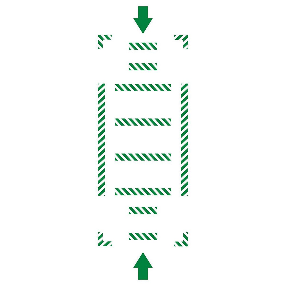 Adhesive Backed Floor Signs; Message Type: Traffic Control; Message/Graphic: Graphic Only; Message or Graphic: Graphic Only; Legend: Arrow Graphic; Material: Vinyl; Legend Color: Green; Color: White, Green; Shape: Rectangle