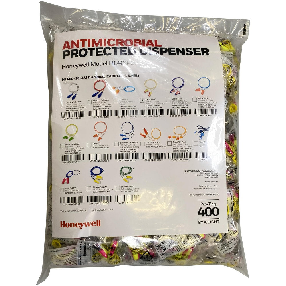 Earplug Dispenser Refill: 5 Bags Pairs, Polyurethane Foam, Contoured T-Shape Shape, 32.00 dB