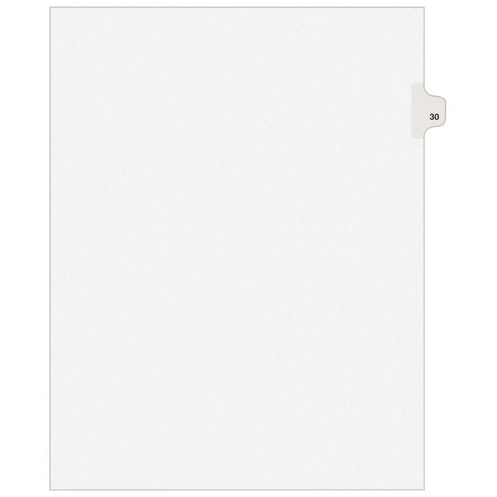 11 x 8 1/2" 30" Label, 25 Tabs, Unpunched, Preprinted Tab Dividers