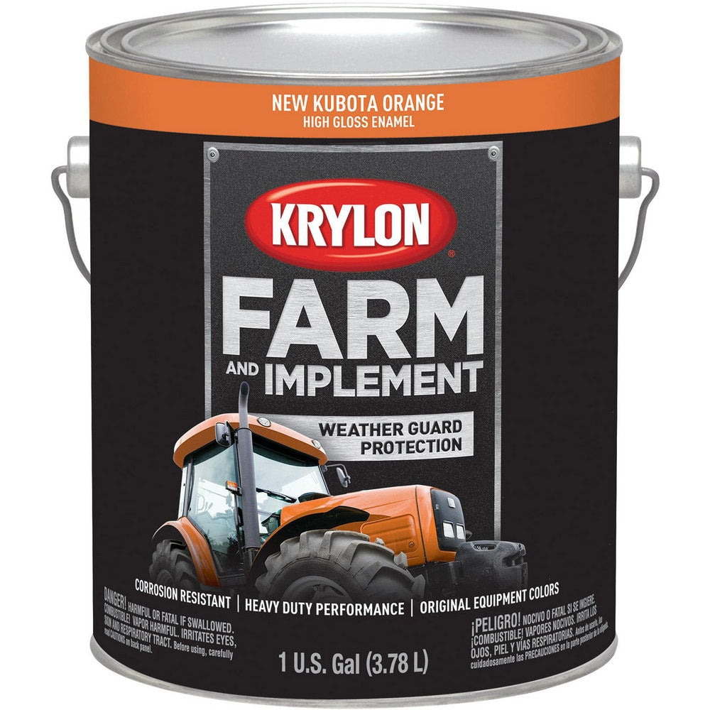 Brush-On Paint: 1 gal, New Kubota Orange, High-Gloss Finish