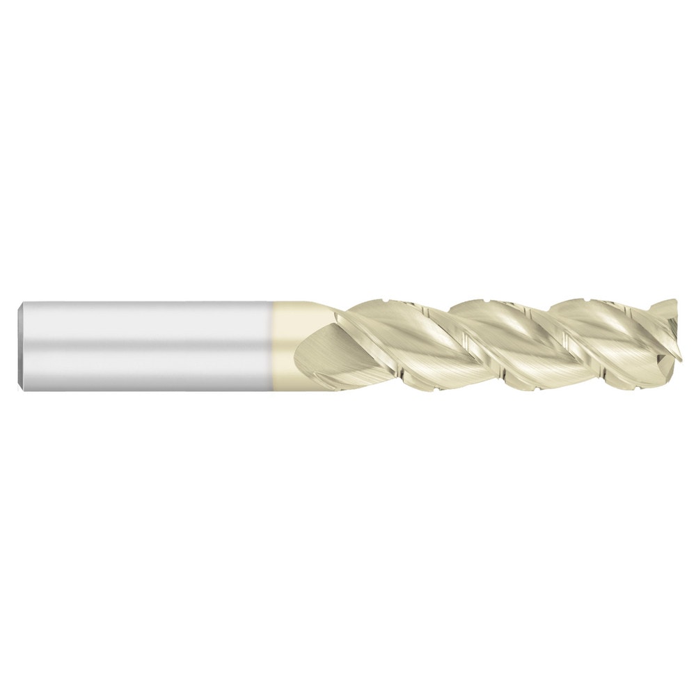 Corner Radius End Mill: 5/16" Dia, 1-3/8" LOC, 45 deg Helix, Corner Radius End, Centercutting Series General Purpose End Mills - Carbide - Aluminum - 3 Flute - Corner Radius - 45° Helix - Chipbreaker