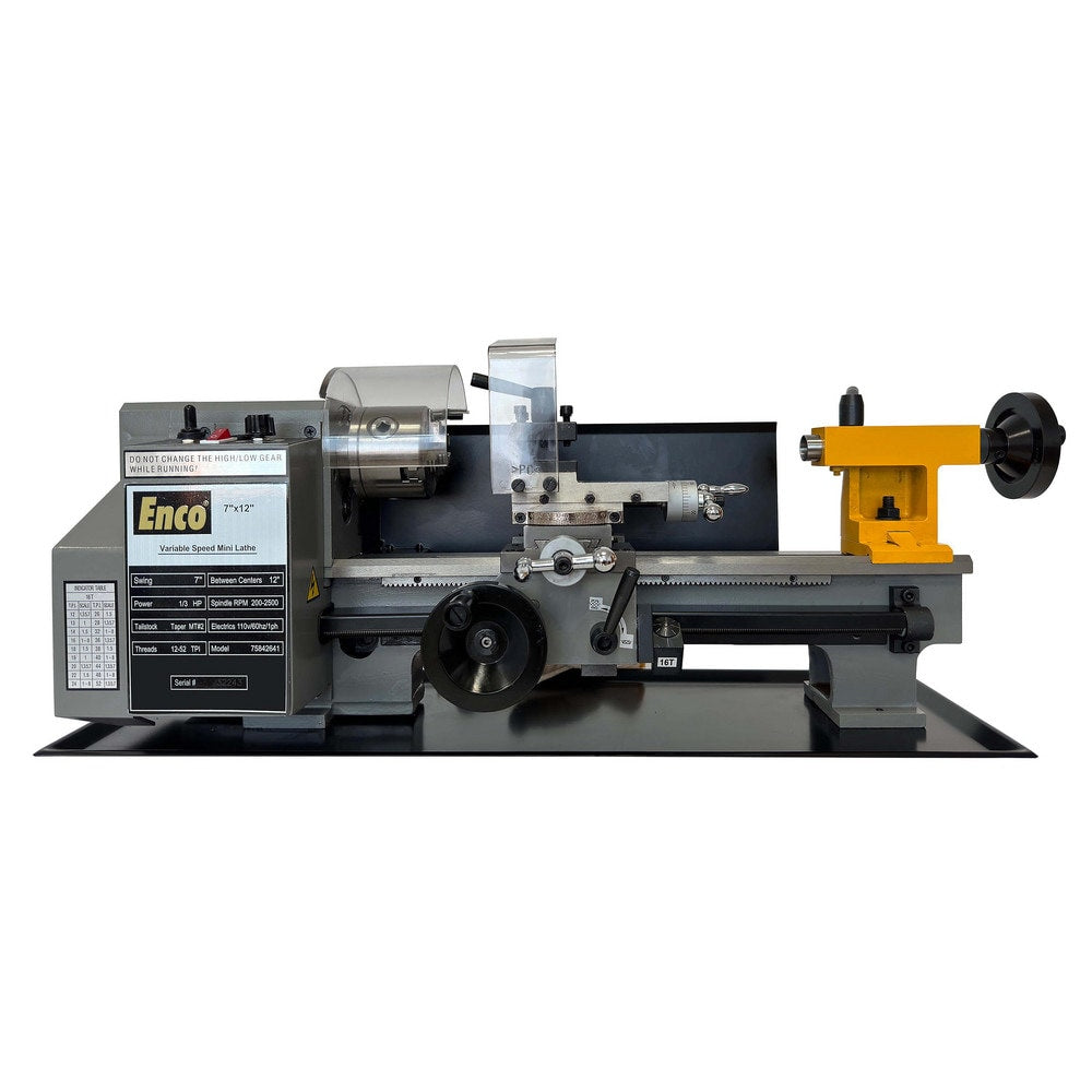 7" x 12" Compact Lathe: Variable Speed, 110 V