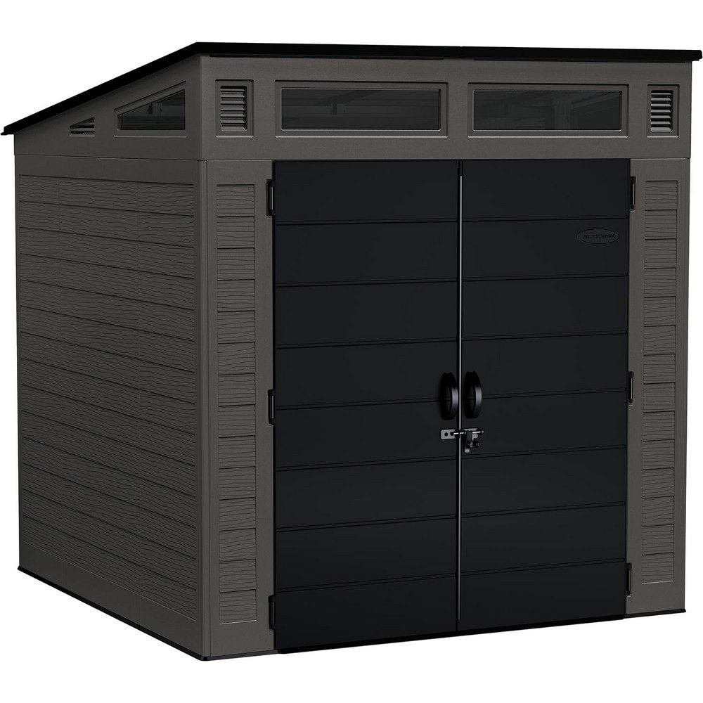 Sheds; Shed Type: Vertical Storage Shed; Overall Width: 87 in; Overall Depth: 87.5 in; Overall Height: 89.5 in; Overall Capacity: 317 ft³; Material: Resin; Color: Gray