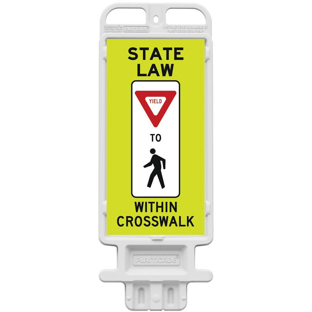 Pedestrian Crossing Sign: A-Frame, Yield, " STATE LAW YIELD TO PEDESTRIAN WITHIN CROSSWALK"