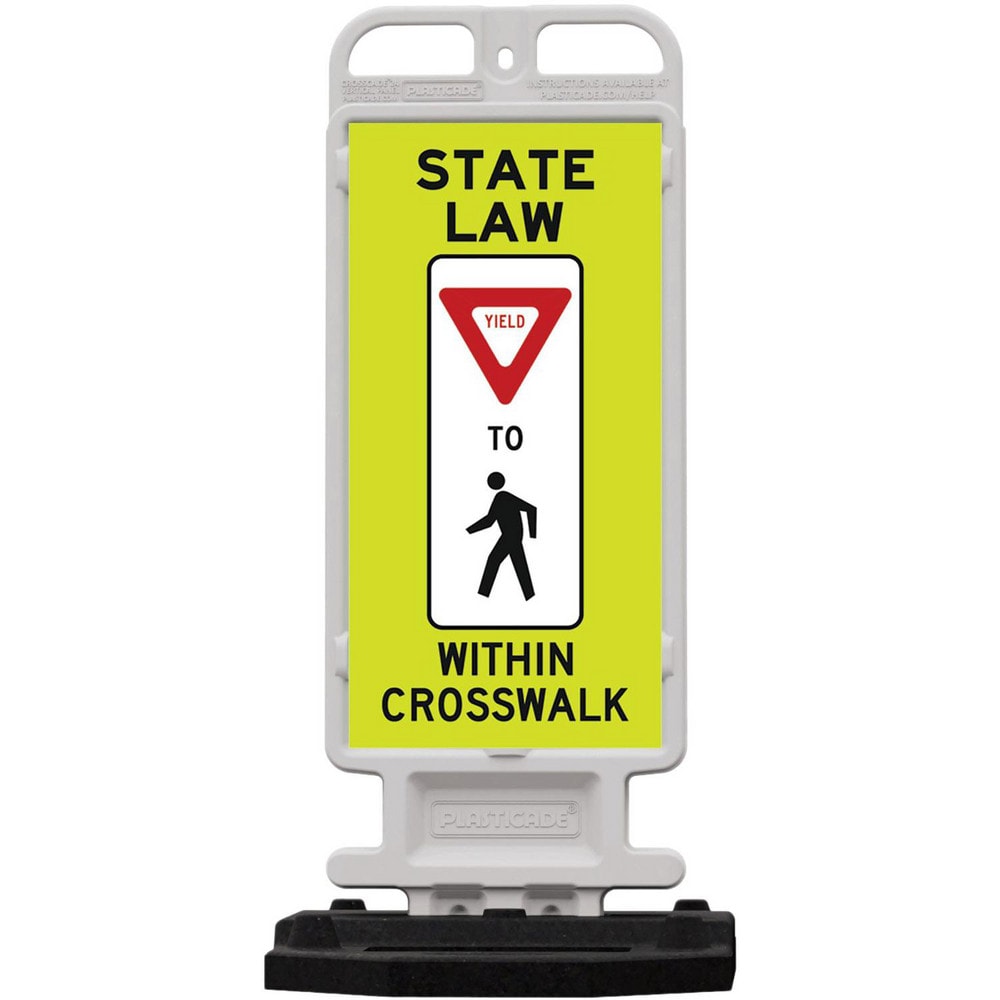 Pedestrian Crossing Sign: A-Frame, Yield, " STATE LAW YIELD TO PEDESTRIAN WITHIN CROSSWALK"