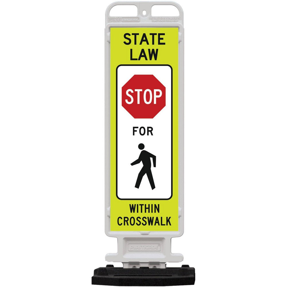Pedestrian Crossing Sign: A-Frame, STOP, " STATE LAW STOP FOR PEDESTRIAN WITHIN CROSSWALK"