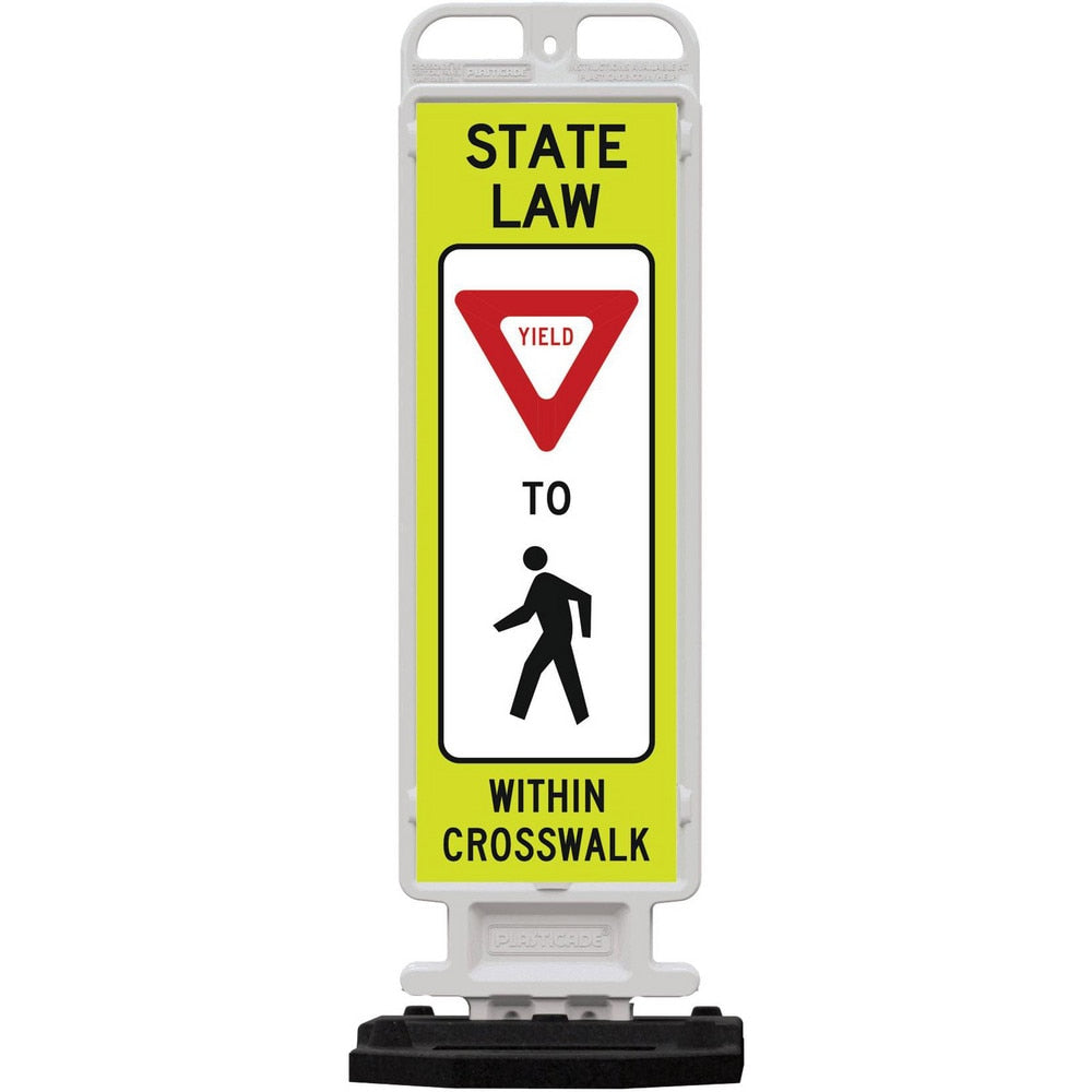 Pedestrian Crossing Sign: A-Frame, Yield, " STATE LAW YIELD TO PEDESTRIAN WITHIN CROSSWALK"