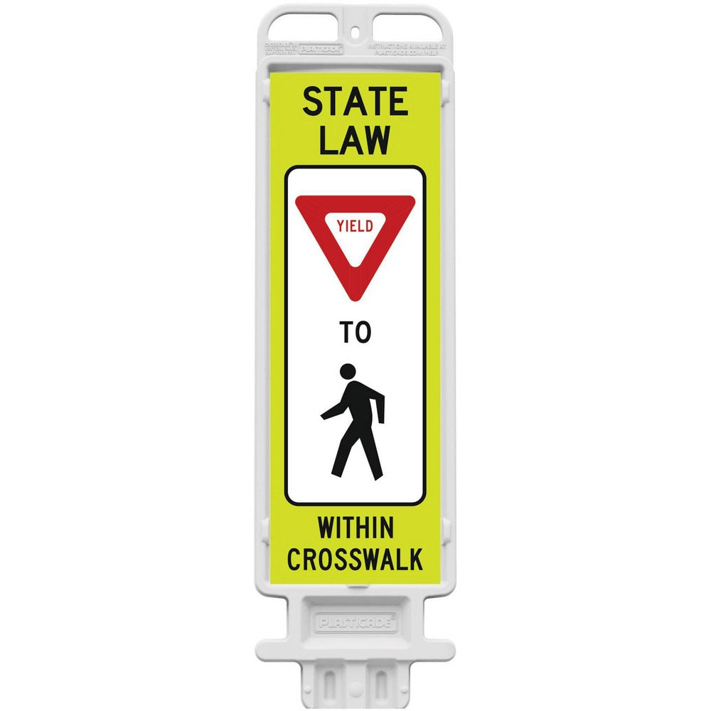 Pedestrian Crossing Sign: A-Frame, Yield, " STATE LAW YIELD TO PEDESTRIAN WITHIN CROSSWALK"