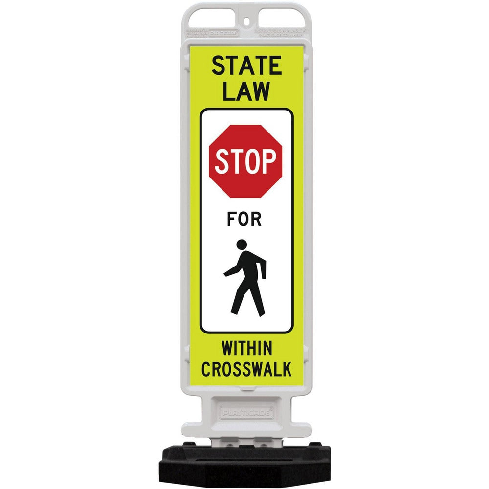 Pedestrian Crossing Sign: A-Frame, STOP, " STATE LAW STOP FOR PEDESTRIAN WITHIN CROSSWALK"