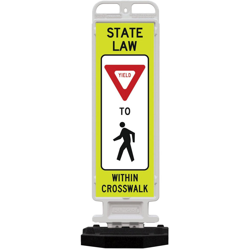 Pedestrian Crossing Sign: A-Frame, Yield, " STATE LAW YIELD TO PEDESTRIAN WITHIN CROSSWALK"