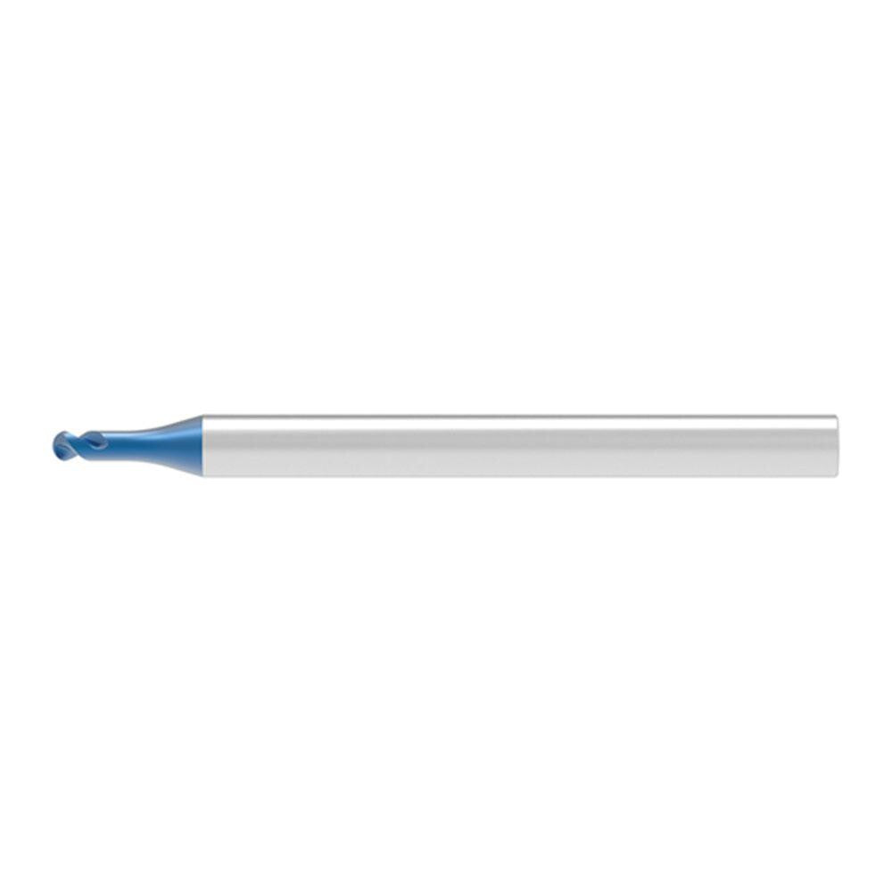 Ball End Mill: 1.50 mm Dia, 1.20 mm LOC, 2 Flute, Solid Carbide