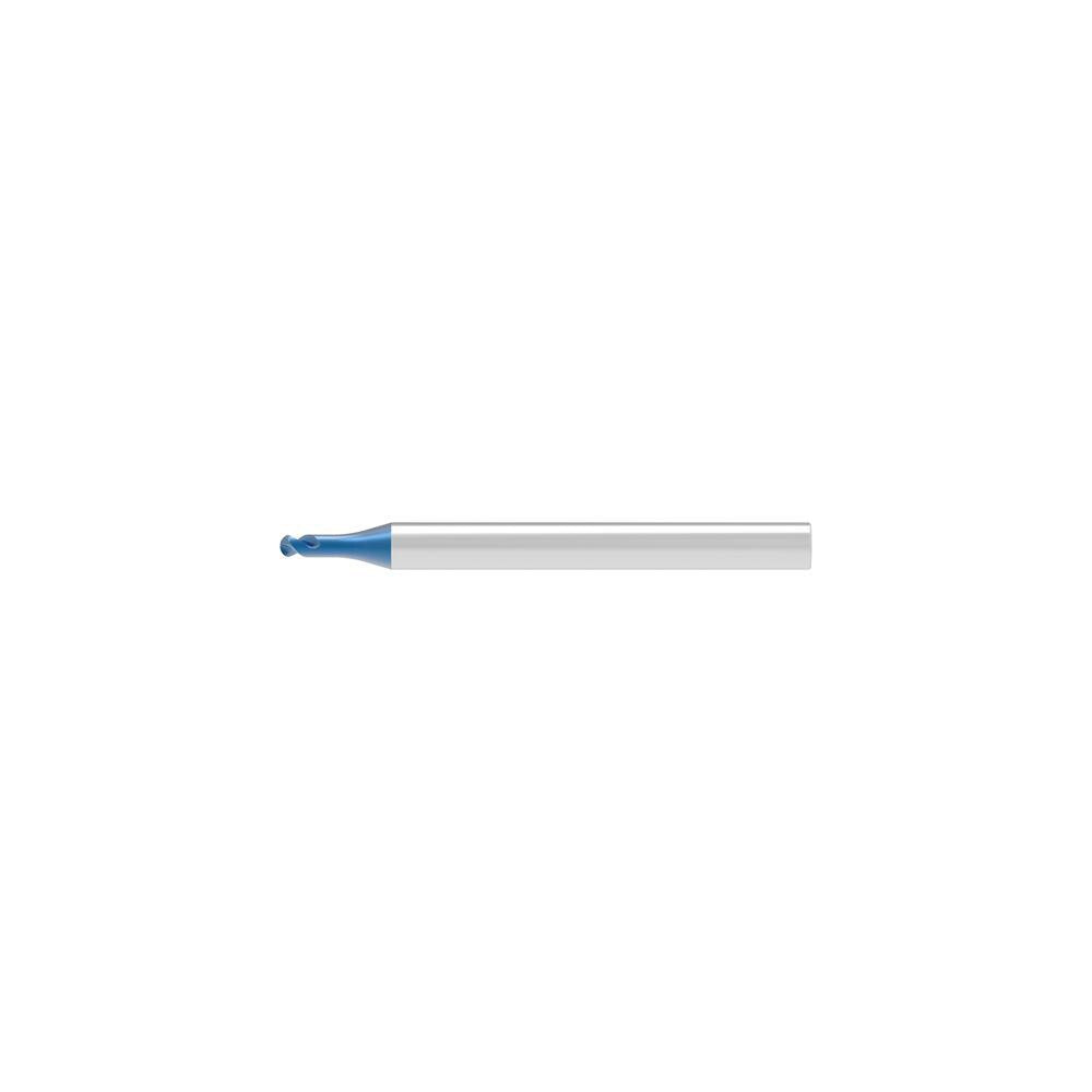 Ball End Mill: 0.50 mm Dia, 0.40 mm LOC, 2 Flute, Solid Carbide