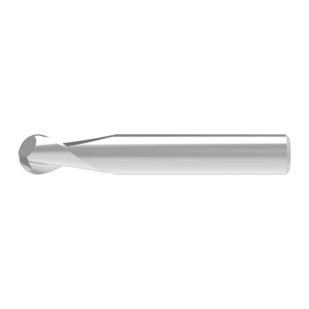 Ball End Mill: 12.00 mm Dia, 16.00 mm LOC, 2 Flute, Solid Carbide