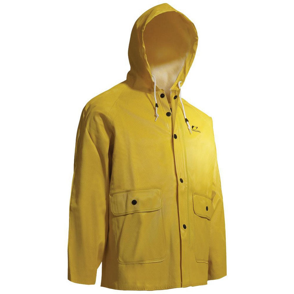 Rain Jacket: Size 2X-Large, Non Hazardous Protection, Yellow, PVC & Polyester