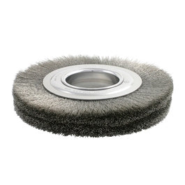 12″ Diameter × 1 1/4″ Width, Carbon Steel, 0.014″ Crimped Bristle, Wheel Brush