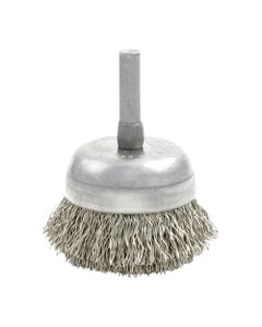 0.012″ Bristle Dia., 2-3/4″ × 7/8″ Carbon Steel, Small Diameter Cup Brush