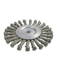 4″ Diameter × 3/8″ Width, Stainless Steel, 0.014″ Knotted Bristle, Wheel Brush
