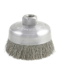 0.014″ Bristle Dia., 6″ × 1-3/8″, 5/8″-11 Arbor Hole, Stainless Steel, Crimped Wire (Light Duty Use) Brush