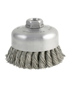 0.014″ Bristle Dia., 4″ × 1-1/4″, 5/8″-11 Arbor Hole, Carbon Steel, Knotted Wire Double Row Brush
