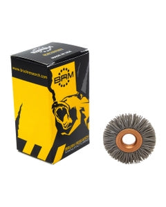 1″ Diameter × 1/4″ Width, 320 Grit, Aluminum Oxide, 0.022″ Crimped Bristle, Wheel Brush