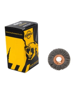 1″ Diameter × 1/4″ Width, 500 Grit, Aluminum Oxide, 0.018″ Crimped Bristle, Wheel Brush