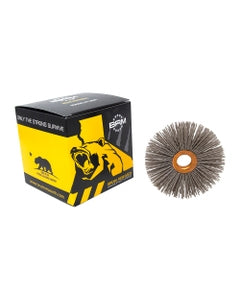 3 1/2″ Diameter × 3/4″ Width, 180 Grit, Aluminum Oxide, 0.040″ Crimped Bristle, Wheel Brush