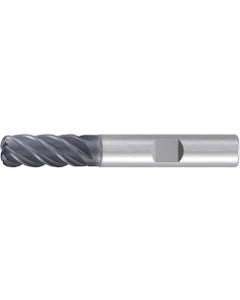 Corner Radius End Mill; 5/8″ Dia. × 1-1/4″ LOC × 5/8″ Shank Dia. × 3-1/2″ OAL ; 5 FL ; Carbide ; AlCr ; 0.09″ R