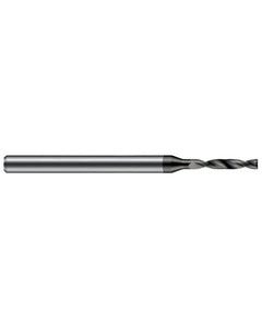 1.778 mm Dia. × 3 mm Shank Dia. × 50 mm OAL × 8.5 mm LCF, 180 Degrees, 3xD, 2 Flute, Helical Flute, TiAlN Solid Carbide Drills