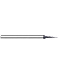 1/64″ Dia. × 0.12″ LOC × 1/8″ Shank Size × 1-1/2″ OAL, 3 Flute, 5 Degrees Body Half Taper Angle, Carbide, AlTiN Nano, Square, Tapered End Mill