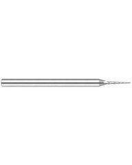 1/64″ Dia. × 0.12″ LOC × 1/8″ Shank Size × 1-1/2″ OAL, 3 Flute, 5 Degrees Body Half Taper Angle, Carbide, Uncoated, Square, Tapered End Mill