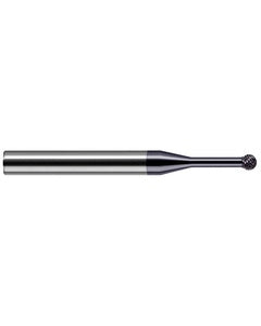 0.118″ Dia. × 0.101″ LOC × 1/8″ Shank Size × 1-1/2″ OAL, Flute, Carbide, TiAlN, Ballnose Endmill