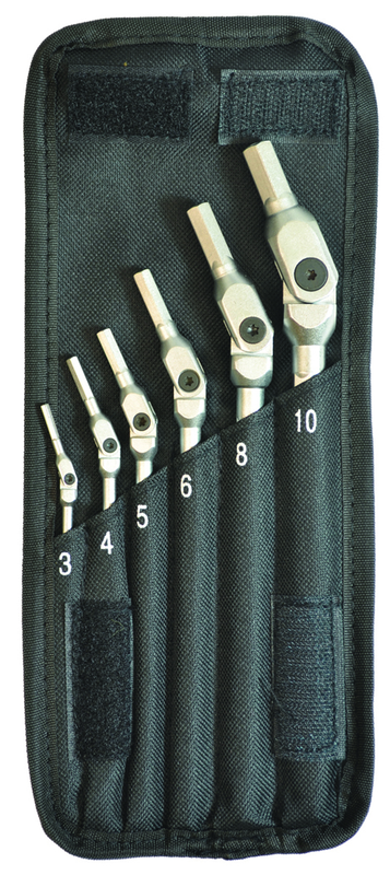6 Piece - 3 - 10mm -Chrome HexPro Pivot Head Hex Wrench Set - Exact Tool & Supply