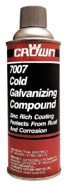 Crown - 13 oz Zinc Cold Galvanizing Compound - Comes in Aerosol, Food Grade - Exact Tool & Supply