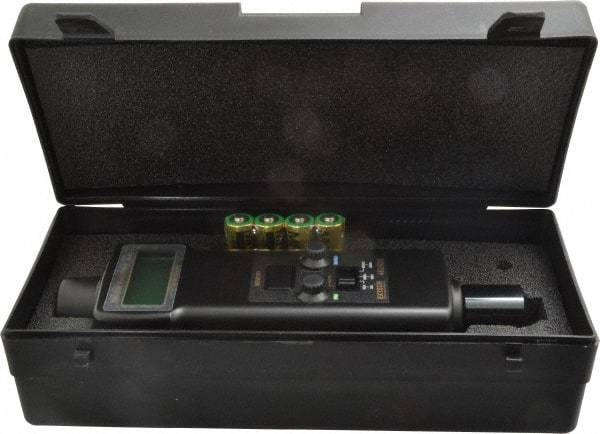 Extech - Accurate up to 0.1%, 0.1 (5 to 999.9) and 1 (1,000 to 99,999) RPM Resolution, Contact Tachometer - 8-1/2 Inch Long x 2.5591 Inch Wide x 1-1/2 Inch Meter Thick, 5 to 99,999 RPM Measurement - Exact Tool & Supply