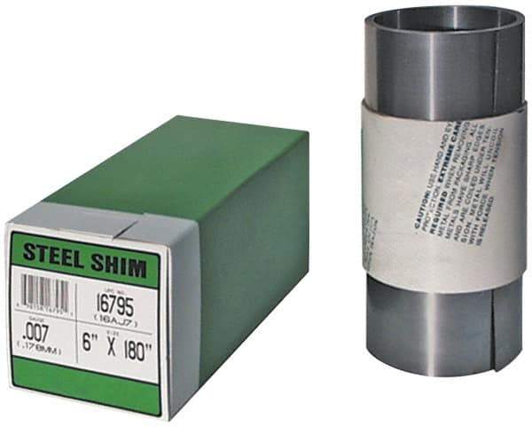 Made in USA - 10 Ft. Long x 12 Inch Wide x 0.025 Inch Thick, Roll Shim Stock - Steel - Exact Tool & Supply