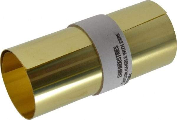 Made in USA - 100 Inch Long x 6 Inch Wide x 0.002 Inch Thick, Roll Shim Stock - Brass - Exact Tool & Supply