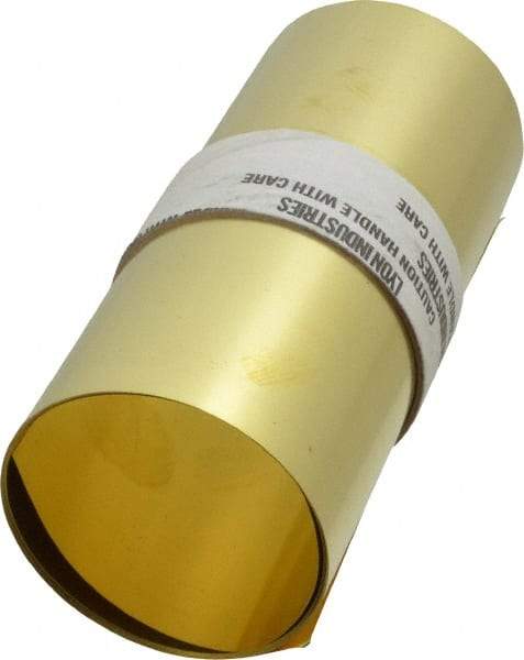 Made in USA - 100 Inch Long x 6 Inch Wide x 0.003 Inch Thick, Roll Shim Stock - Brass - Exact Tool & Supply