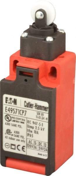 Eaton Cutler-Hammer - SPDT, NC/NO, 500 Volt, Screw Terminal, Roller Plunger Actuator, General Purpose Limit Switch - 4, 13, 4X, 6P NEMA Rating, IP65 IPR Rating, Screw Mount - Exact Tool & Supply