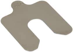Made in USA - 10 Piece, 2 Inch Long x 2 Inch Wide x 0.02 Inch Thick, Slotted Shim Stock - Stainless Steel, 5/8 Inch Wide Slot - Exact Tool & Supply