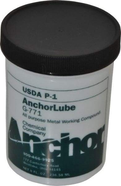 Made in USA - Anchorlube G-771, 1/2 Pt Jar Cutting Fluid - Water Soluble, For Broaching, Counterboring, Drawing, Drilling, Engraving, Fly-Cutting, Hole Extruding, Milling, Piercing, Punching, Sawing, Seat Forming, Spot Facing, Tapping - Exact Tool & Supply