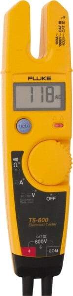 Fluke - 0 VAC/VDC to 600 VAC/VDC, Voltage and Circuit Continuity Tester - LCD and LED Display, 50/60 Hz, +/-1% Basic DC Accuracy, AA Power Supply - Exact Tool & Supply