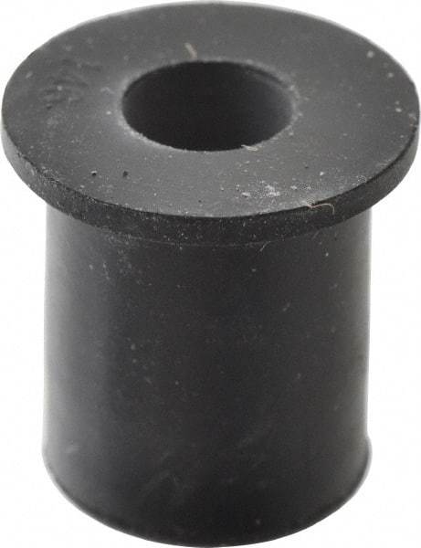 RivetKing - 1/4-20, 0.63" Diam x 0.051" Thick Flange, Rubber Insulated Rivet Nut - UNC Thread, Rubber, 1/2" Body Diam, 0.63" OAL - Exact Tool & Supply