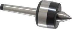 Bison - MT1 Taper Shank, 1-1/2" Head Diam 220 Lb Capacity Live Center - 5,000 Max RPM, 0.59" Point Diam, 0.7" Point Len, 220 Lb Max Workpc, 4.07" OAL, 0.7" Long Tip, Standard Point - Exact Tool & Supply