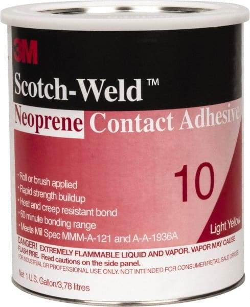 3M - 1 Gal Can Amber Contact Adhesive - Series 10, 30 min Working Time, Bonds to Cardboard, Ceramic, Foam, Glass, Metal, Paper & Wood - Exact Tool & Supply