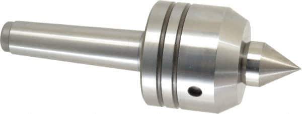 Royal Products - MT3 Taper Shank, 2-3/8" Head Diam 1,640 Lb Capacity Live Center - 5,000 Max RPM, 2.07" Head Length, 1" Point Diam, 1-1/4" Point Len, 500 Lb Max Workpc, 6-13/16" OAL, Changeable Standard Point - Exact Tool & Supply