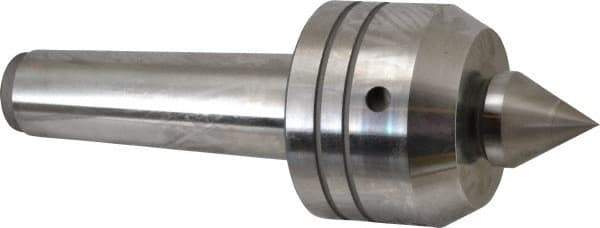 Royal Products - MT5 Taper Shank, 3-1/2" Head Diam 2,880 Lb Capacity Live Center - 3,500 Max RPM, 2.64" Head Length, 1-1/2" Point Diam, 1.79" Point Len, 1,070 Lb Max Workpc, 10-1/16" OAL, Changeable Standard Point - Exact Tool & Supply