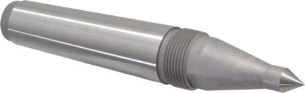 Royal Products - 1.231" Head Diam, Hardened Steel Long Point Solid Dead Center - 4MT Morse Taper, 1/2" Point Diam, 0.81" Point Length, 7-5/16" OAL - Exact Tool & Supply
